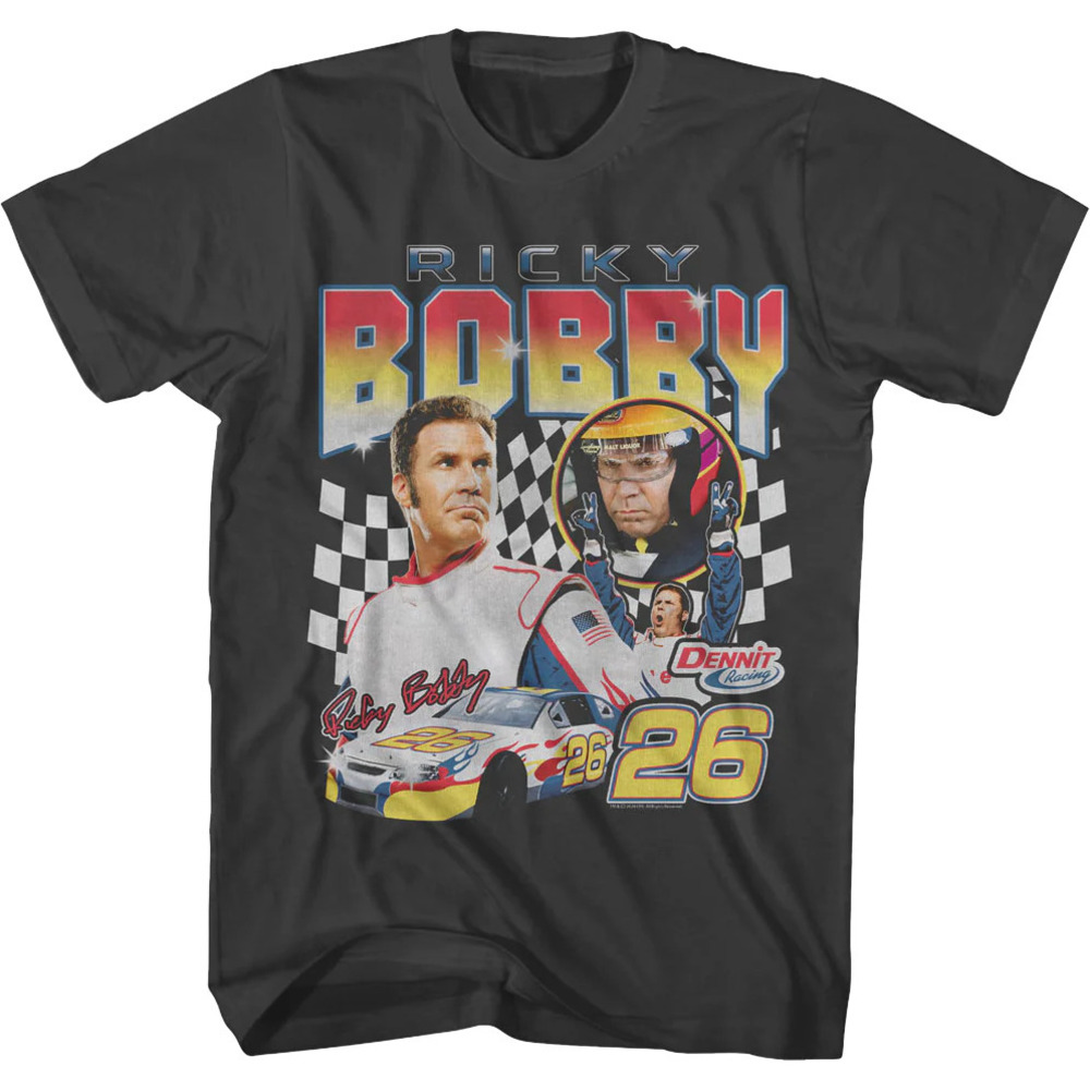 Ricky Bobby Checkered Flag Collage Talladega Nights Tshirt